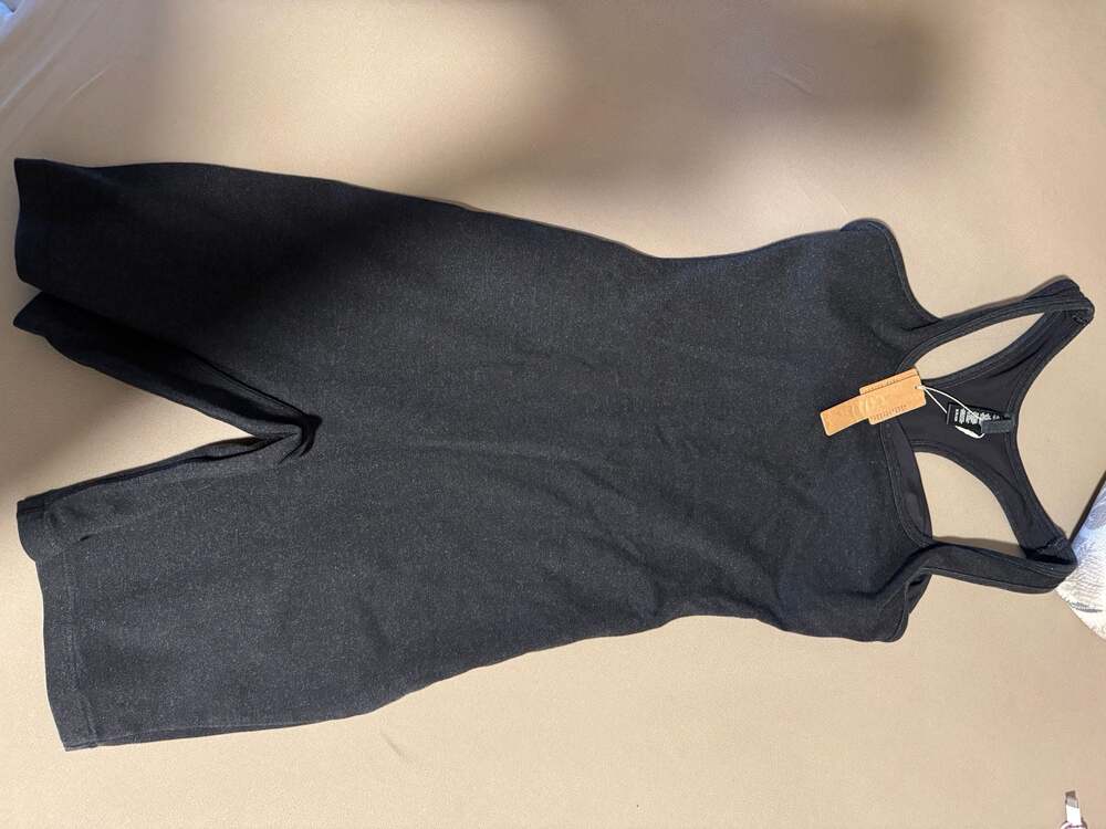 SKIMS Outdoor Basics Mid Thigh Bodysuit in Washed Onyx